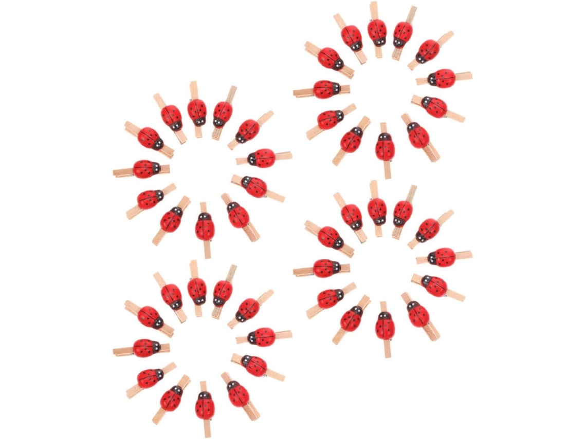 150 clips para fotos con forma de mariquita, madera natural, manualidades pequeñas, portanotas, decoración de pared, oficina, GOKOCO