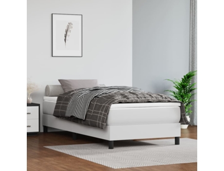 vidaXL Cama con somier y colchón 90x190 cm cuero artificial blanco
