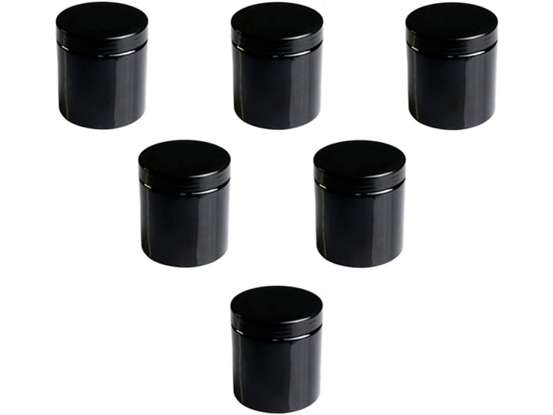Juego De 6 Tarros De Plástico Pet Negro Para Crema Cosmética De 500 Ml Con Abertura Ancha De 92 X 92 X