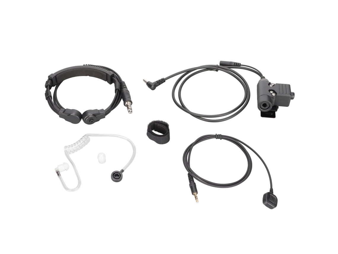 Auriculares con control de garganta, PTT y micrófono retráctil