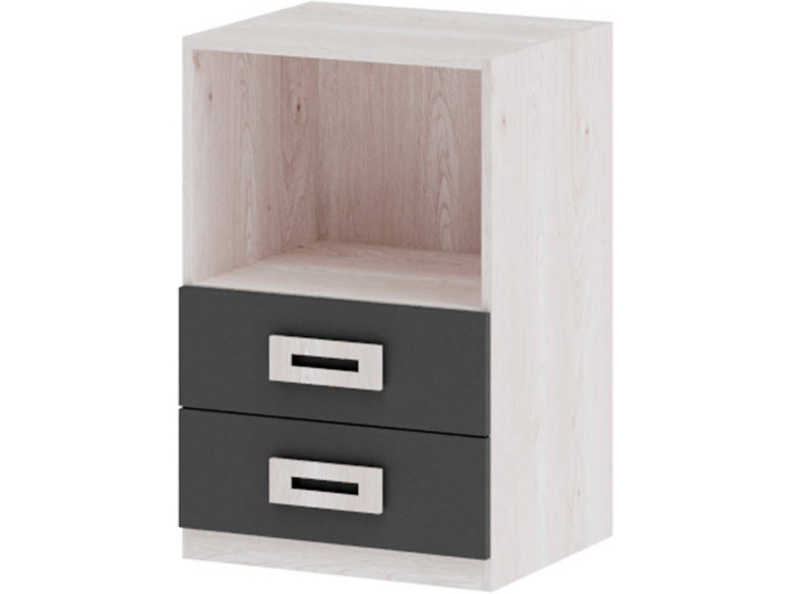 Mesita de Noche MUEBLAM Artic Grafito Melamina (48x73x42 cm)