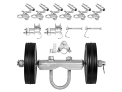 Juego de poleas y ruedas para portones correderos con capacidad de 272 kg Tekmaquinas