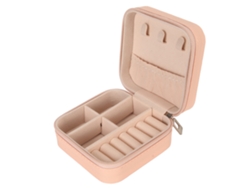 Caja De Joyería De Piel Sintética Rosa, Resistente, Con Cremallera Suave Y Gran Capacidad Para Anillos, Pendientes Y Collares.