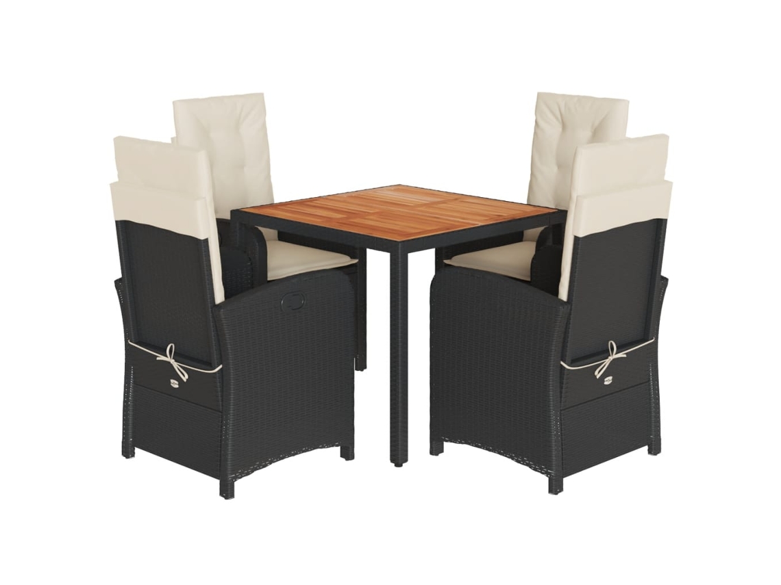 Maison Exclusive - Set De Muebles Jardín 5 Pzas Con Cojines Ratán Sintético Negro