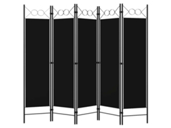 Biombo Divisor | Biombo Separador | Separador De Ambientes De 5 Paneles Negro 200x180 Cm