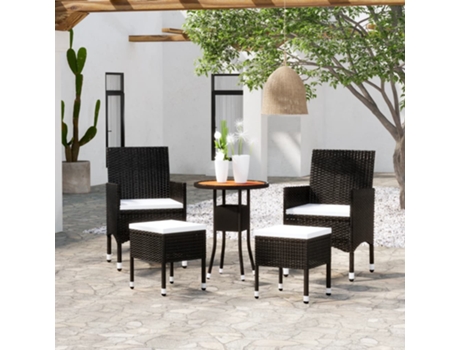 Conjunto 5 de muebles de jardín de VIDAXL ratán sintético negro