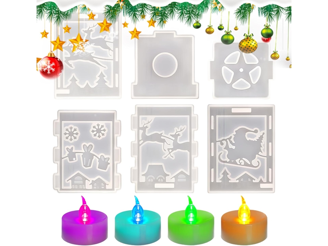 Moldes Navideños Para Resina | 6 Farolillos De Silicona Con Diseños, Fácil Moldeado De Adornos