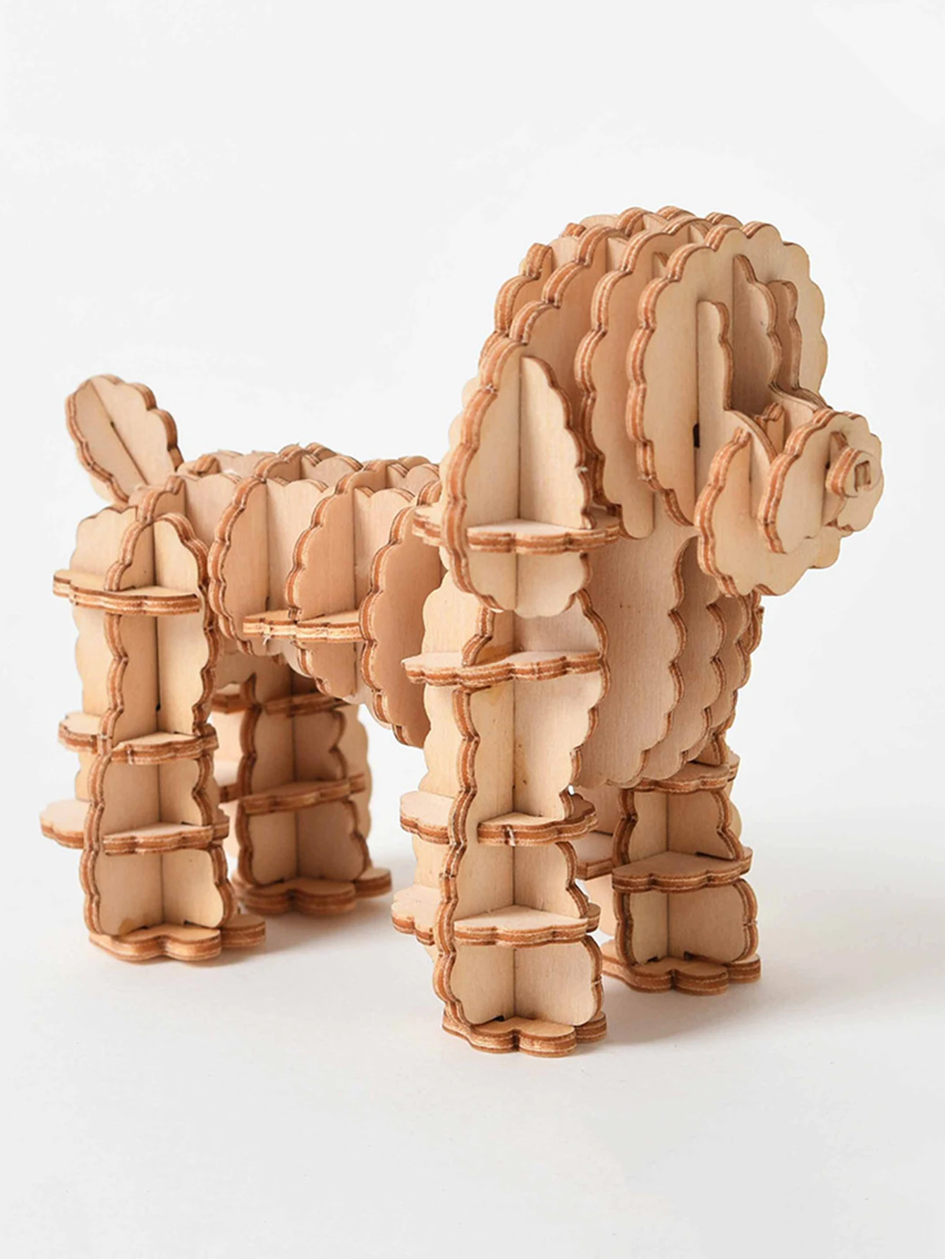 Rompecabezas 3d De Madera Con Forma De Caniche, Kit De Modelo De Perro Mascota, Artesanías De Madera