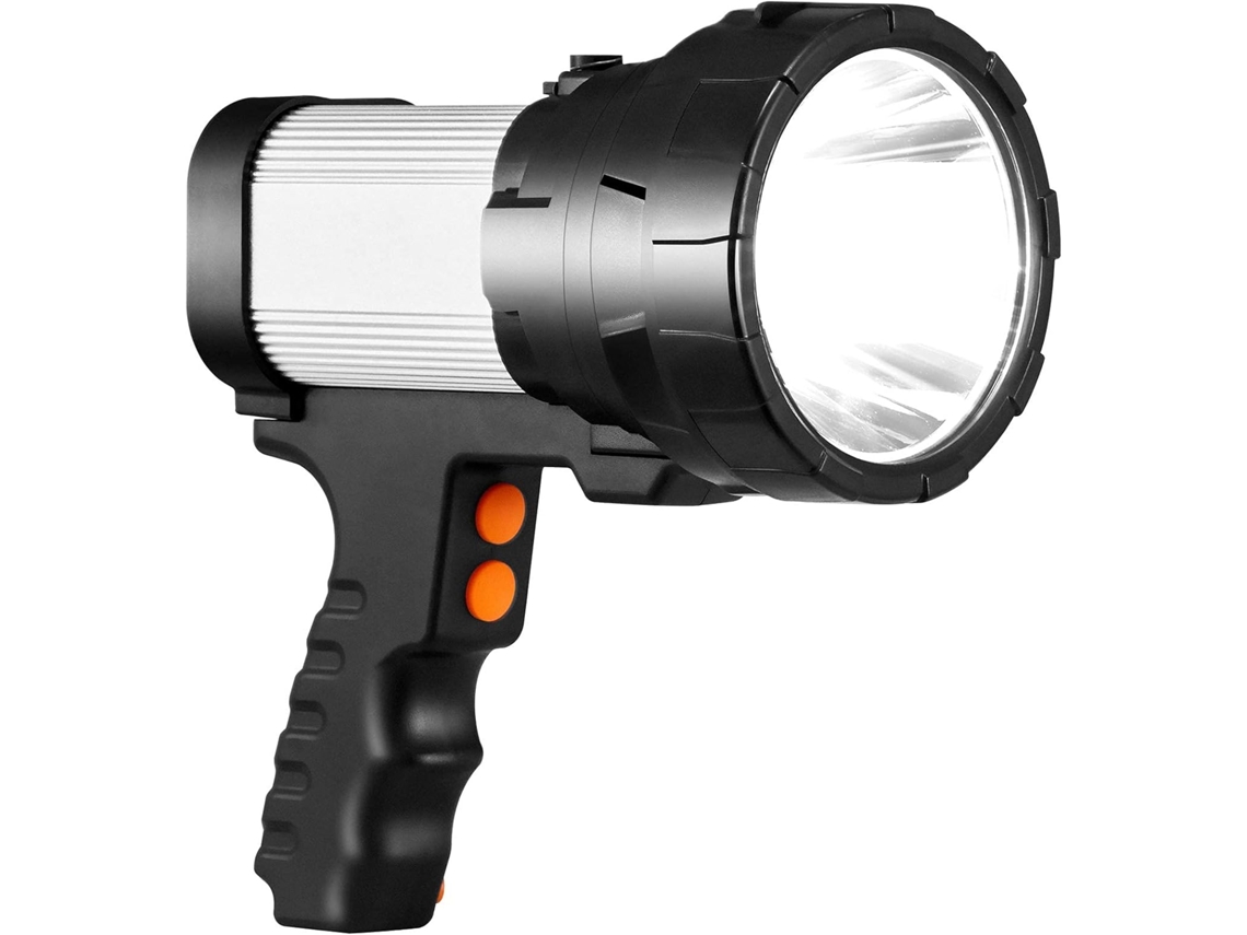 Linterna LED USB recargable, 15000 lúmenes, 10000mAh, resistente al agua (plateada)