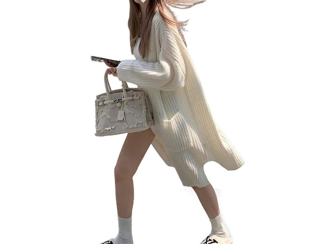 2026-chaqueta Cardigan De Lana Gruesa Amplia Para Mujer Con Mangas Globos Y Frontal Abierto
