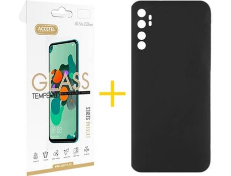 Kit Funda + Protector de Pantalla Xiaomi Mi Note 10 Lite SKYHE Silicona Líquida (Negro)