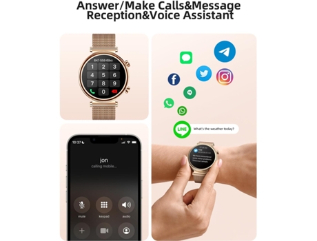 Smart Watch para Mujeres (Responder/Hacer Llamadas), Pantalla AMOLED de 1,27, Tracker de Fitness, Monitor de Ritmo Cardíaco/Sueño, Impermeable IP68...