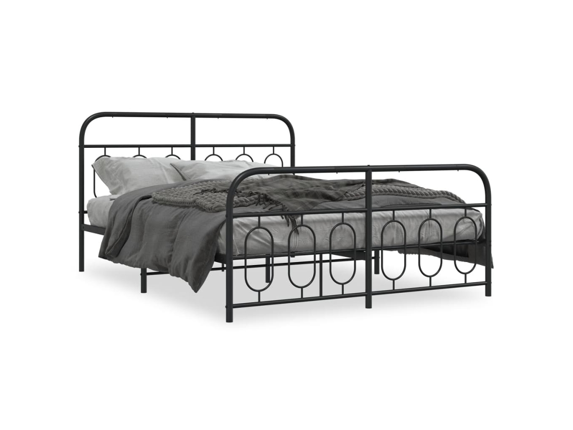 Maison Exclusive - Estructura Cama Sin Colchón Con Estribo Metal Negro 140x190 Cm