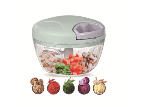 Picadora de cebolla de 500 ml Picadora de cebolla manual Diseño de cordón manual Transparente para cortar cebollas, ajos, frutas y verduras(verde) ...