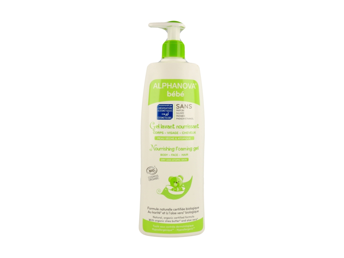 Alphanova - Gel Lavante Nutritivo sem sulfato sem perfume Bio 500 ml de gel