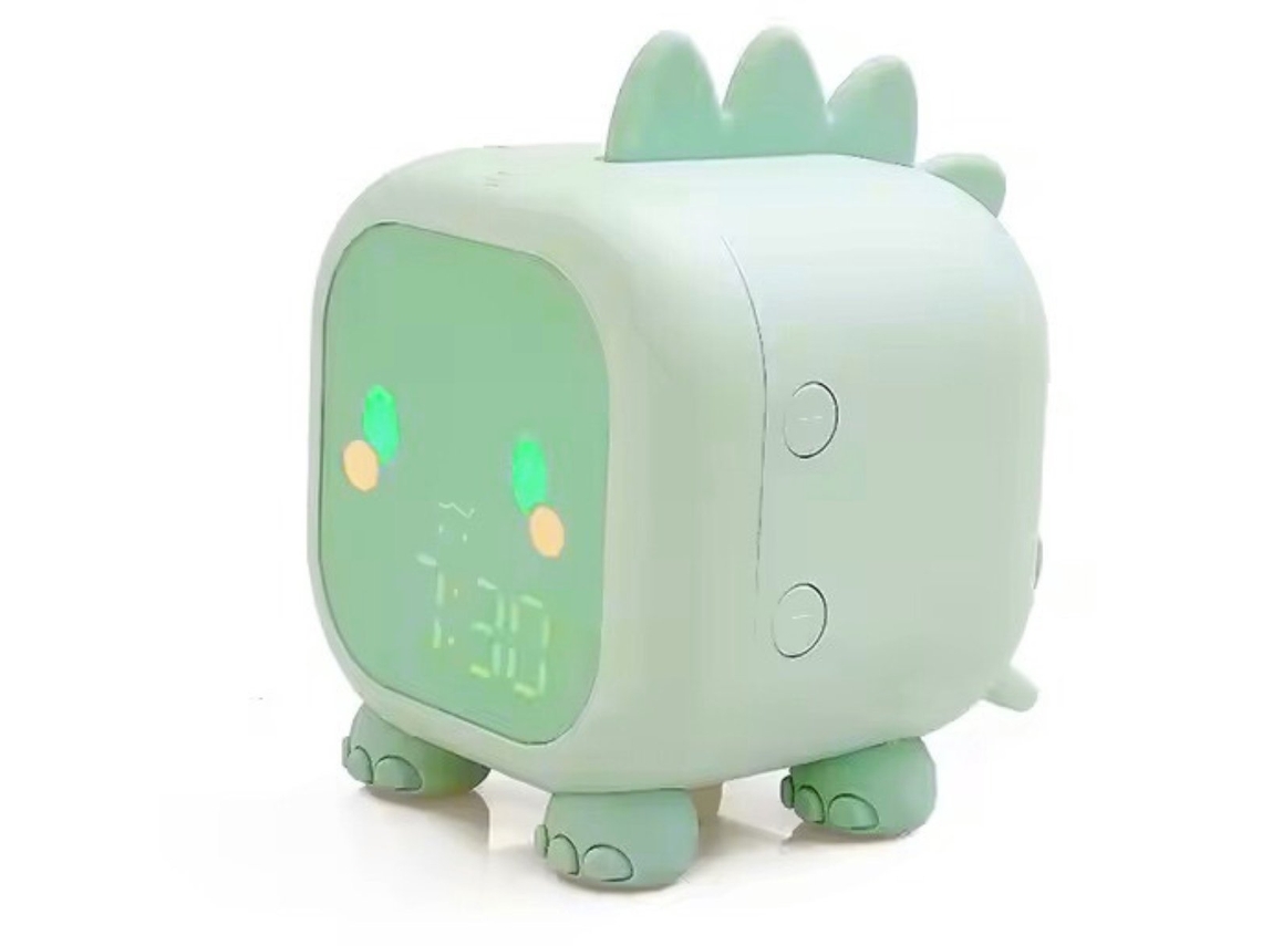 Reloj Dino Verde Cambio Color C Luz Nocturna Entrenador Sonido Infantil