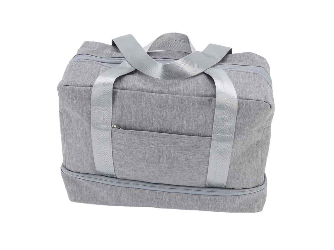 Neceser colgante catiónico, gris, con separador de líquidos y sólidos, gran capacidad, portátil para viajes y gimnasio.