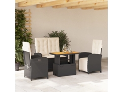 Conjunto de jardín de 4 piezas DKD Home Decor con cojines de mimbre negros
