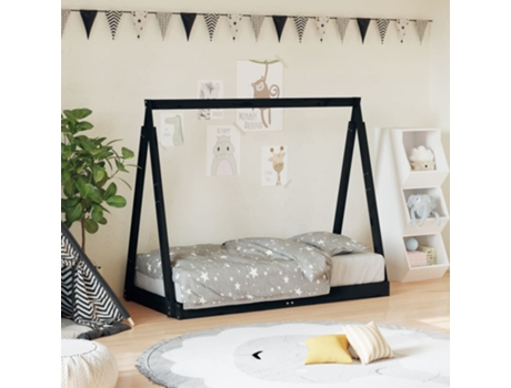 MAISON EXCLUSIVE - Estructura de cama para niños madera de pino negro 70x140 cm
