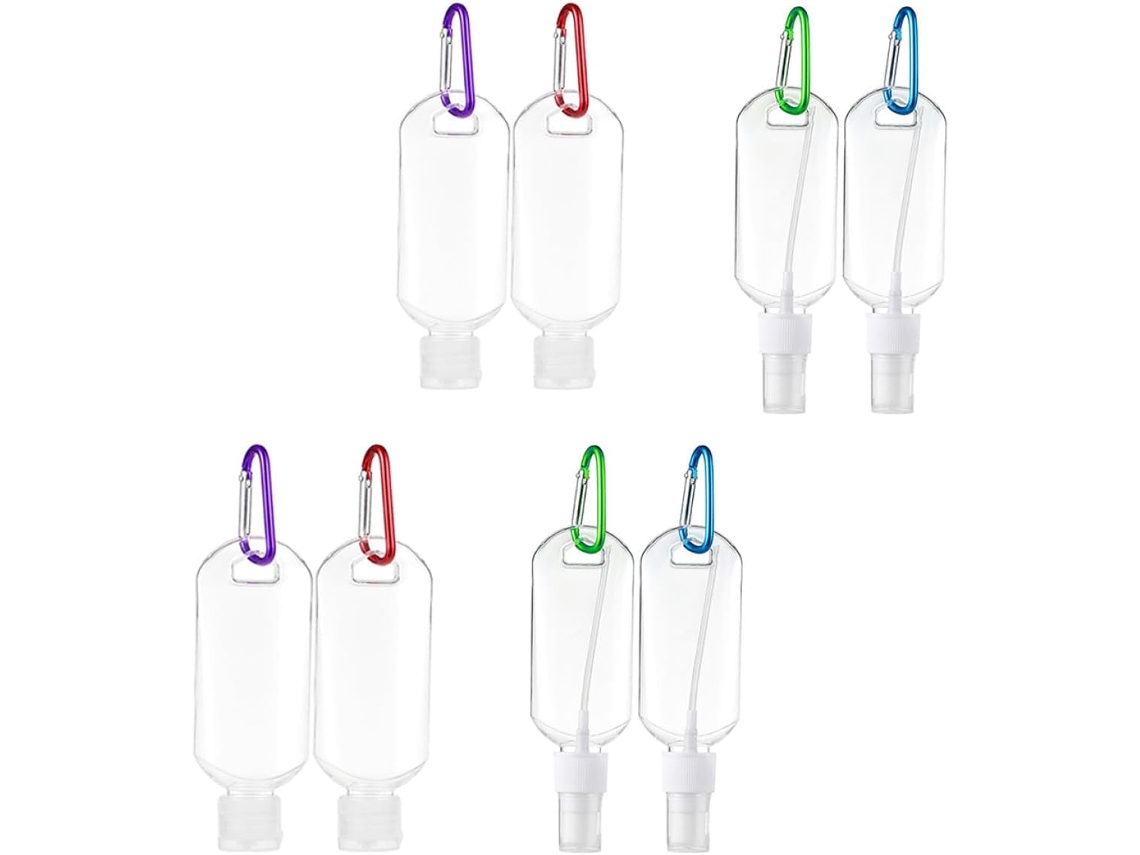 Lot De 8 Bouteilles De Voyage Portátils 50 Ml En Petg Transparentes, Flacons Spray Bouchon Rabatt...