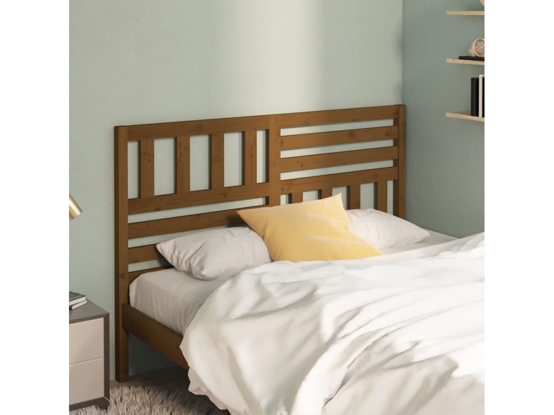 Cabecero De Cama Madera Maciza De Pino Marrón Miel 166x4x100 Cm