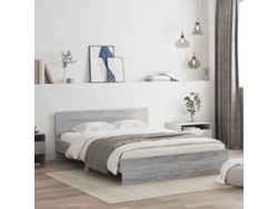 Estructura De Cama Con Cabecero Gris Sonoma 140x200 Cm