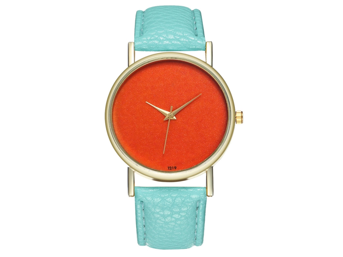 Reloj De Pulsera De Cuarzo Para Mujer, Informal, Sencillo Y Elegante, Con Correa De Piel Sintética Naranja.