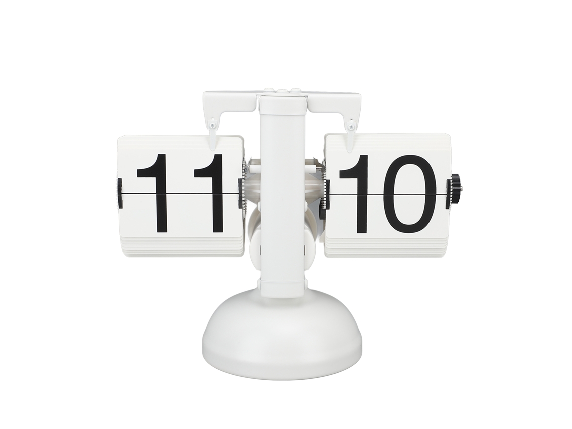 2026-reloj Flip Grande Numero Batería Acero Inoxidable 304 Mesa Retro Hogar Oficina 24h Blanco