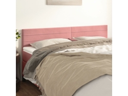 Cabeceros 2 Unidades De Terciopelo Rosa 80x5x78/88 Cm