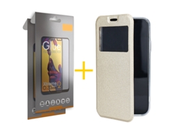Pack 2 X Película de Vidrio Templado Full Funda GANDY por Samsung Galaxy A21 Flip Cover GANDY Oro GANDY