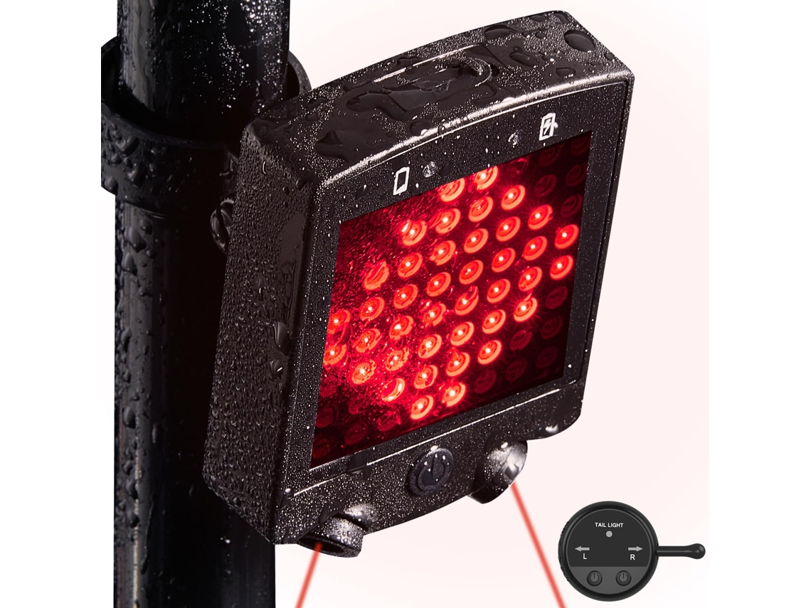 Luz trasera para bicicleta con intermitentes, luz trasera LED para bicicleta con activación láser y control remoto, intermitente para bicicleta Jytgalx