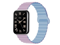 Bracelete Para Redmi Watch 6 / 5 / 4 - Silicone Magnético Reversível - Fecho Duas Cores Roxo Claro + Azul Acinzentado