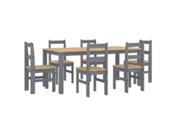 Maison Exclusive - Juego De Comedor Panama 7 Pzas Madera Maciza De Pino Gris