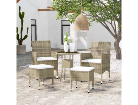Conjunto 5 de muebles de jardín de VIDAXL ratán sintético beige