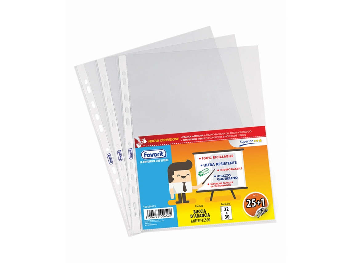 FAVORIT 400083624 Protector de Hojas 220 X 300 Mm Polipropileno Pp 26 Piezas