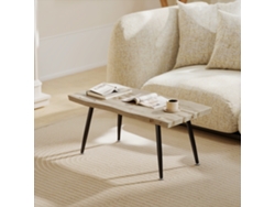 Mesa Basse/appoint Moderne Pieds Acier Plateau 4cm Épais, 100x50x45cm, Chêne Et Noir