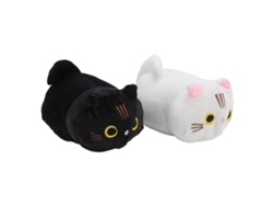 2 Almohadas De Peluche Suaves Con Forma De Gato De Dibujos Animados En Blanco Y Negro Para Niños Y Oficina En Casa.