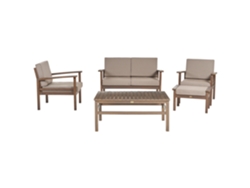 Conjunto de jardín 4 plazas de madera de acacia certificada oscura/gris pardo BELIANI Manila