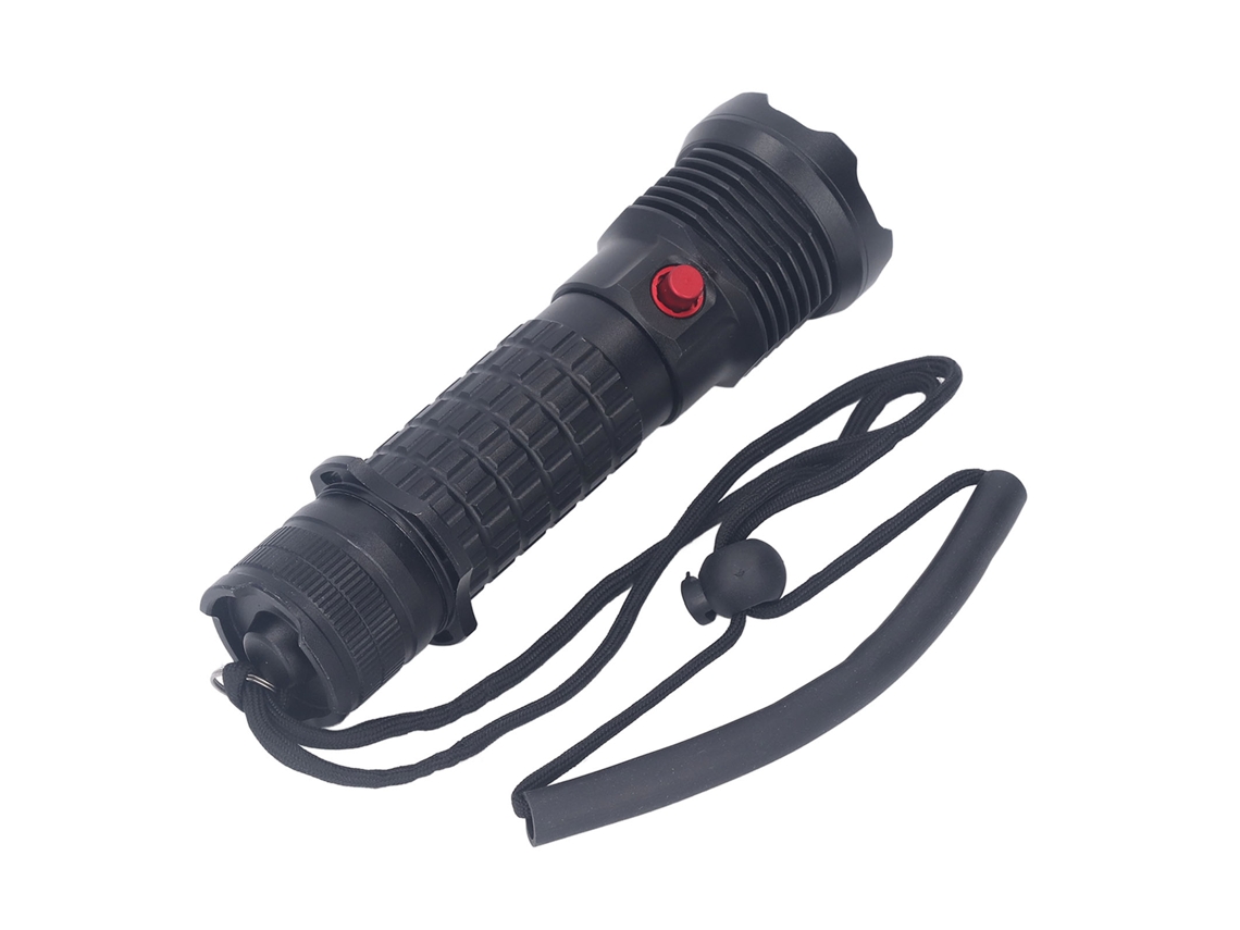 Linterna de buceo LED blanca profesional IPX8 para uso sumergible.