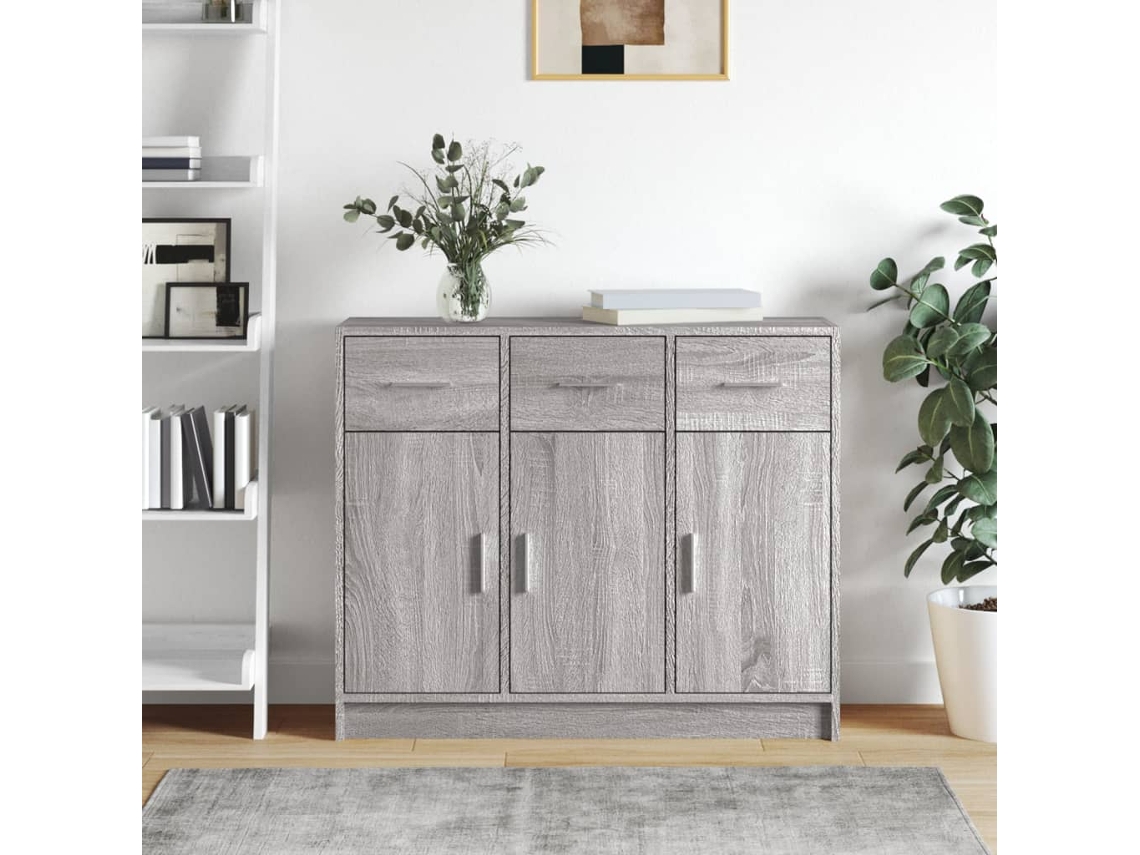 Aparador Madera De Ingeniería Gris Sonoma 91x28x75 Cm