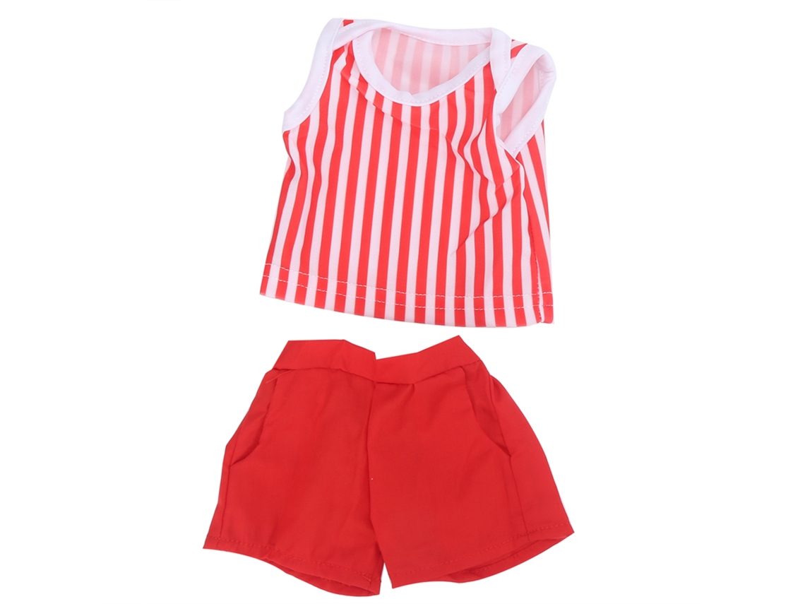 Ats-ropa Para Muñecas De 18 Pulgadas Conjunto De Ropa Para Bebé Recién Nacido Regalo De Cumpleaños Para Niños Rayas Rojas Verticales