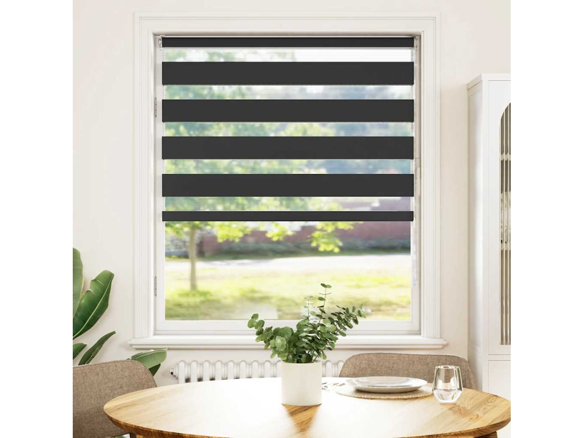 Maison Exclusive - Estor Cebra Negro 105x150 Cm Tejido Ancho 100,9 Cm Poliéster