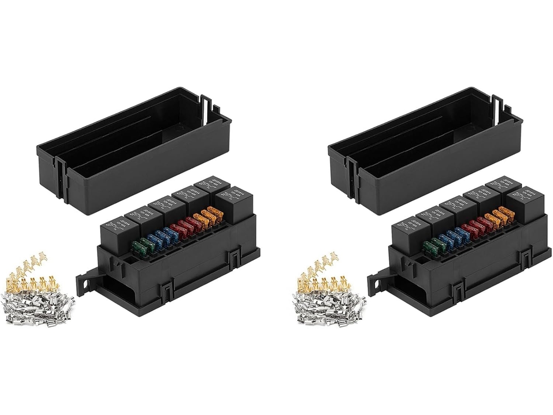 2 X 12v Caja De Relés De Fusibles Para Automóviles De 11 Vías Con 5 Pines Y Fusibles Para Automóviles
