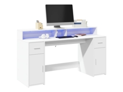 Escritorio con luces LED 140x55x91cm Derivados de madera Blanco Wsd104693 Lovely Home
