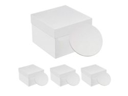 Conjunto 4 Caixas Para Bolos Relaxdays, Incl. Bases, 30x30x30 Cm, Caixa Alta, Casamento Aniversário, Cartão Branco