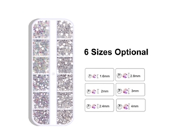 Kit De 1800 Strass Para Unhas Em 6 Tamanhos (1.6-4mm) Cristal Ab Redondo Vidro Com Sparkle Para Artesanato E Diy