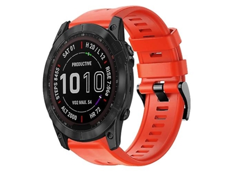 Correa para Garmin Fenix 7X Hebilla de metal Correa de reloj de silicona de color sólido Rojo VENISYMLIS