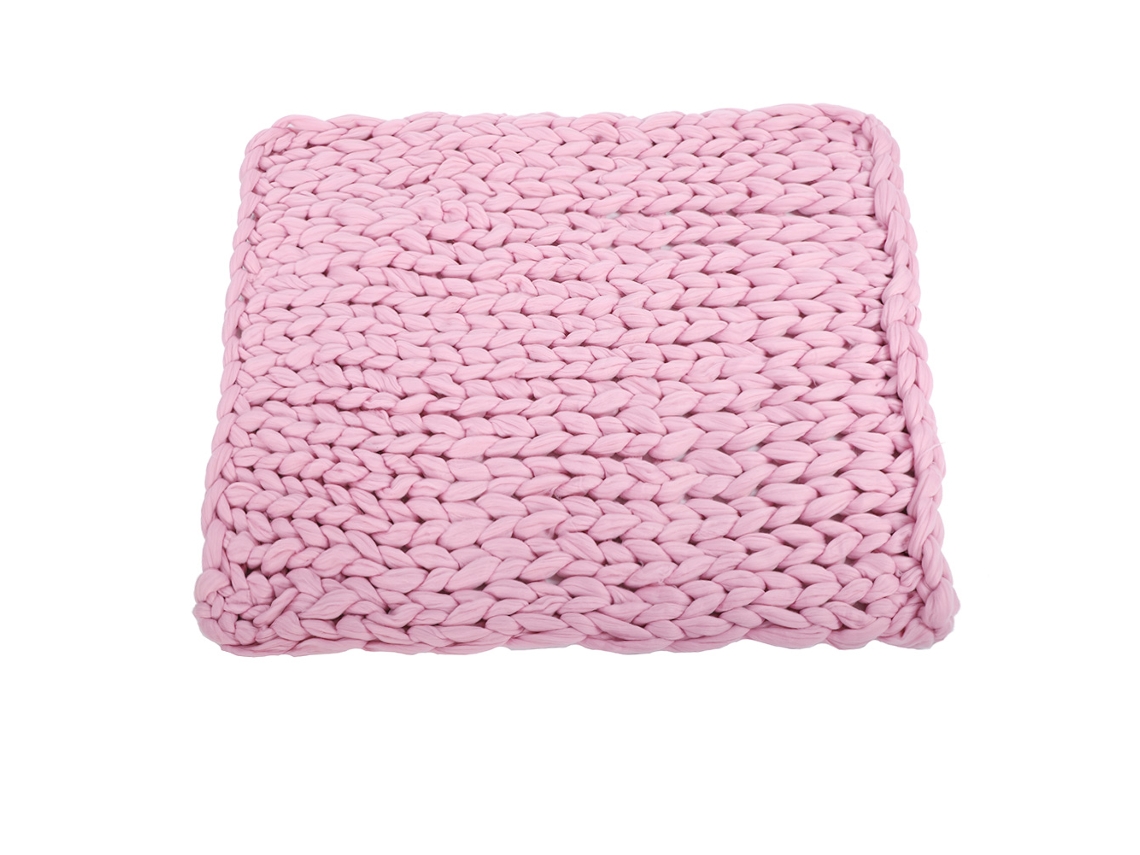 Manta De Sofá Rosa Tejida, Gruesa, Cálida, Suave Y Extragrande De 100x80 Cm.