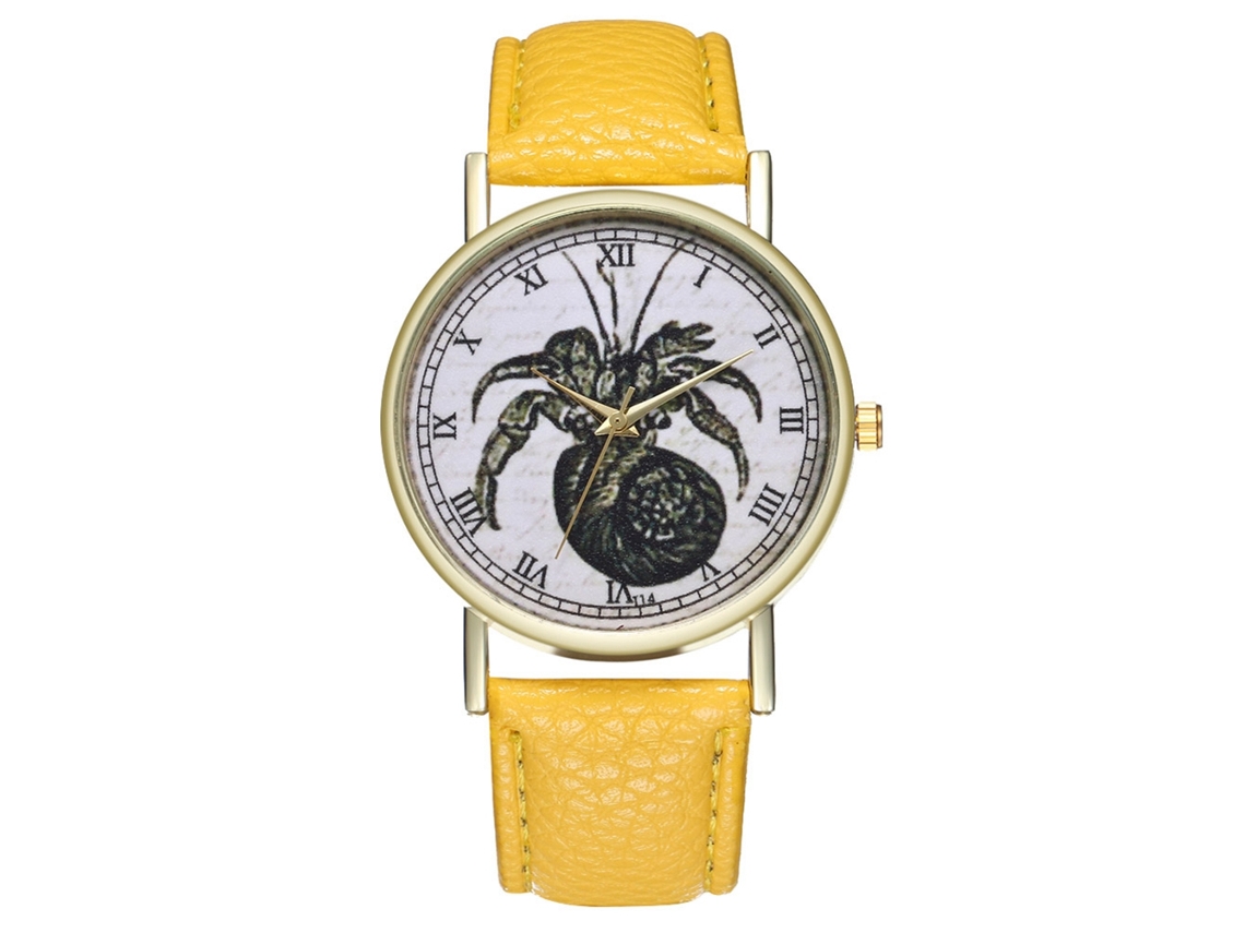 Reloj De Pulsera Unisex Zhoulianfa De Piel Sintética, Cuarzo Con Números Romanos, Estilo Casual, Color Amarillo.