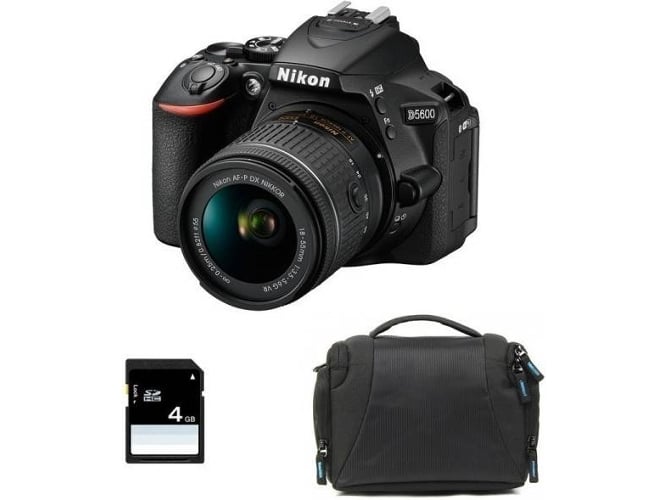 Kit Cámara Réflex NIKON D5600 + AF-P 18-55 MM F3.5-5.6G VR + Bolsa + 8 gb SD